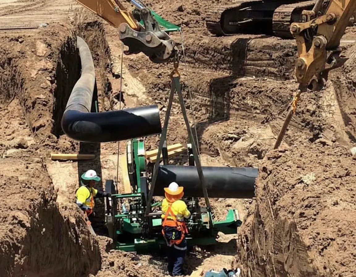 HDPE pipeline trench installation